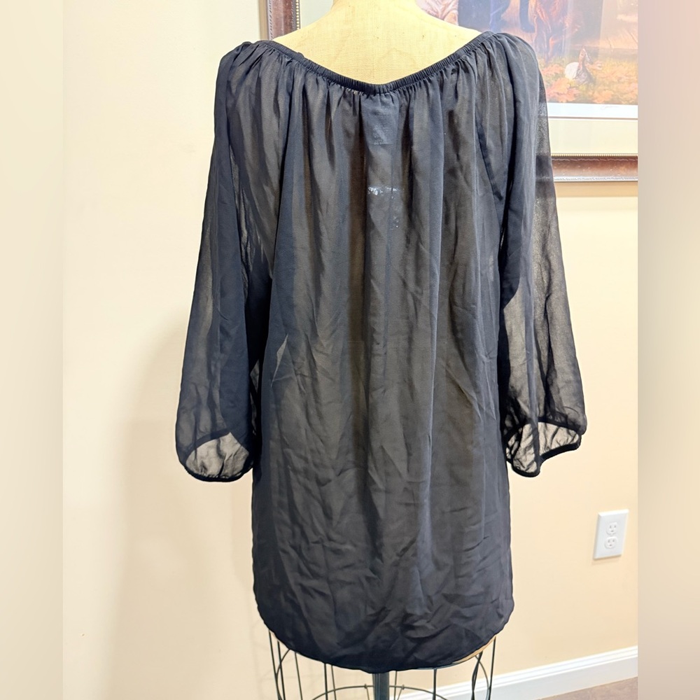 Lane Bryant Black Sheer Sequin Embellished Blouse - Picture 5 of 8